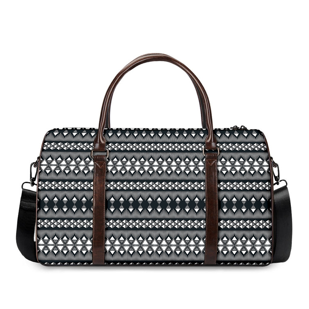 Black And White Tribal Geometric Print Duffle Bag