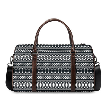 Black And White Tribal Geometric Print Duffle Bag