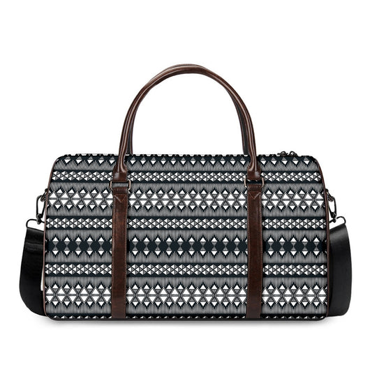 Black And White Tribal Geometric Print Duffle Bag