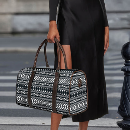 Black And White Tribal Geometric Print Duffle Bag