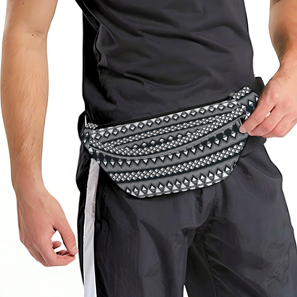 Black And White Tribal Geometric Print Fanny Pack