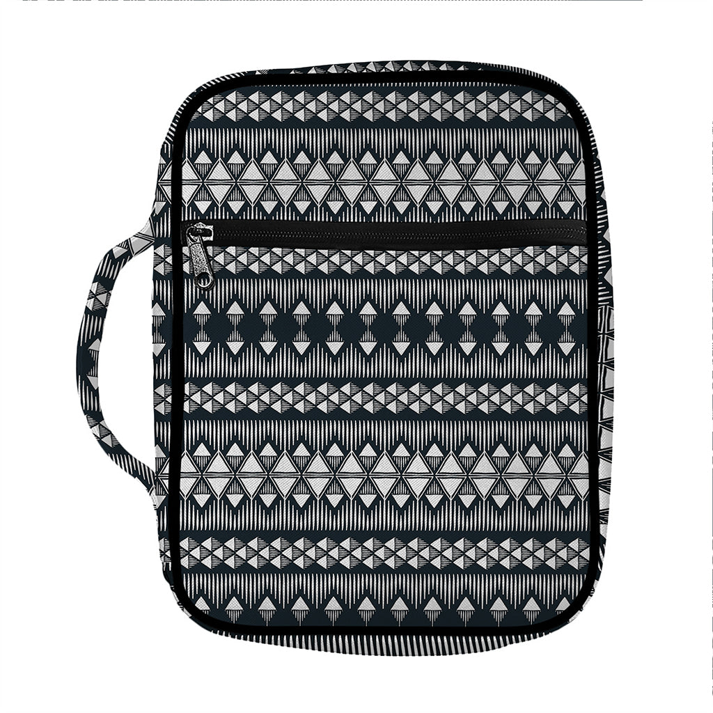 Black And White Tribal Geometric Print Front Pocket Bible Bag