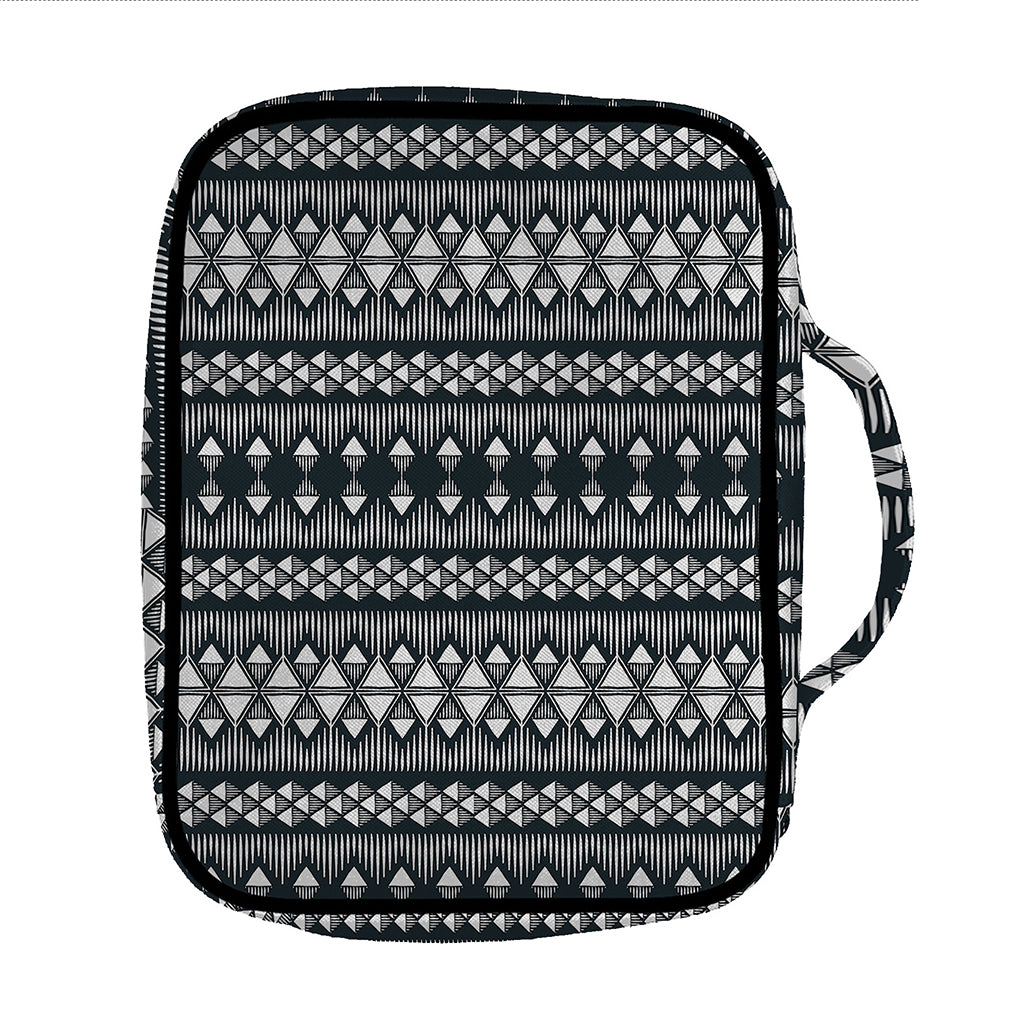 Black And White Tribal Geometric Print Front Pocket Bible Bag