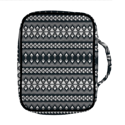 Black And White Tribal Geometric Print Front Pocket Bible Bag