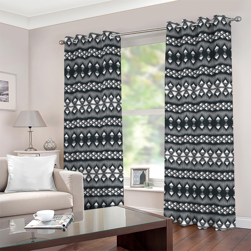 Black And White Tribal Geometric Print Grommet Curtains