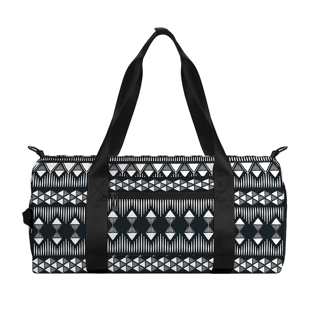 Black And White Tribal Geometric Print Gym Bag