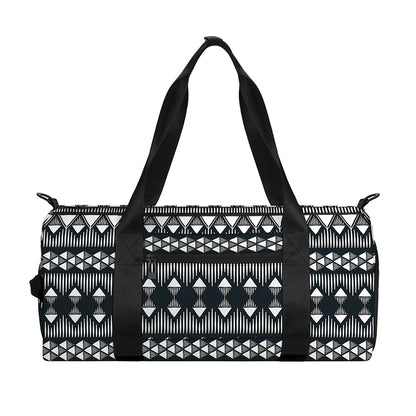Black And White Tribal Geometric Print Gym Bag