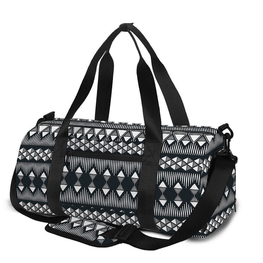 Black And White Tribal Geometric Print Gym Bag