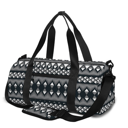 Black And White Tribal Geometric Print Gym Bag