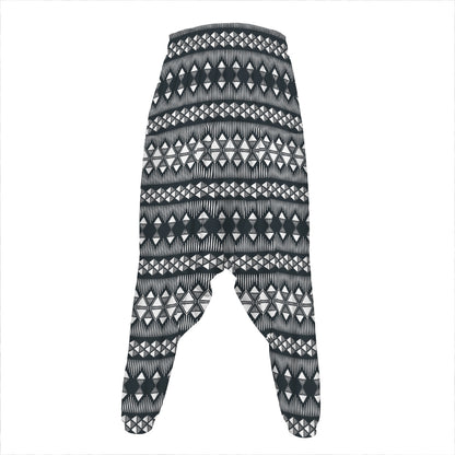 Black And White Tribal Geometric Print Hammer Pants