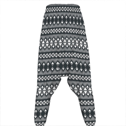 Black And White Tribal Geometric Print Hammer Pants