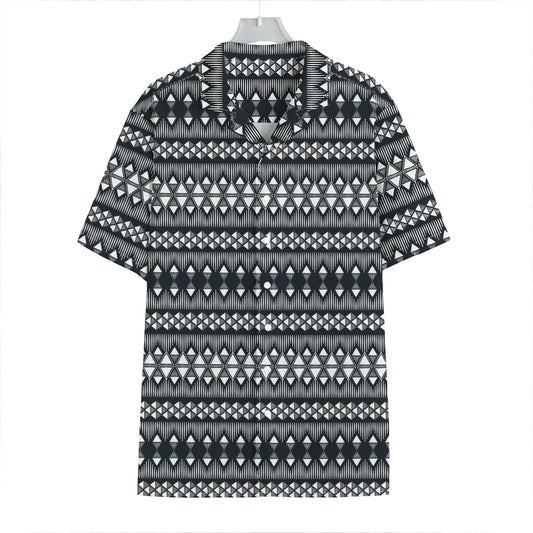 Black And White Tribal Geometric Print Hawaiian Shirt
