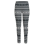 Black And White Tribal Geometric Print High-Waisted Pocket Leggings