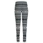 Black And White Tribal Geometric Print High-Waisted Pocket Leggings