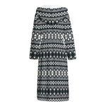 Black And White Tribal Geometric Print Hooded Bathrobe