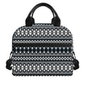 Black And White Tribal Geometric Print Insulated Lunch Bag