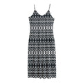 Black And White Tribal Geometric Print Jersey Midi Cami Dress