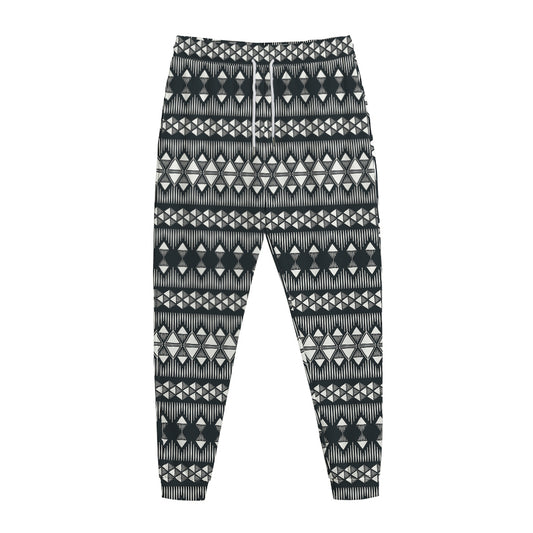 Black And White Tribal Geometric Print Jogger Pants