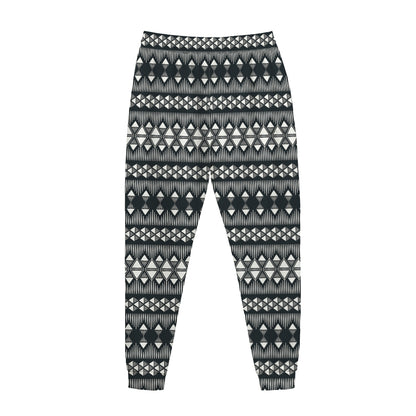 Black And White Tribal Geometric Print Jogger Pants