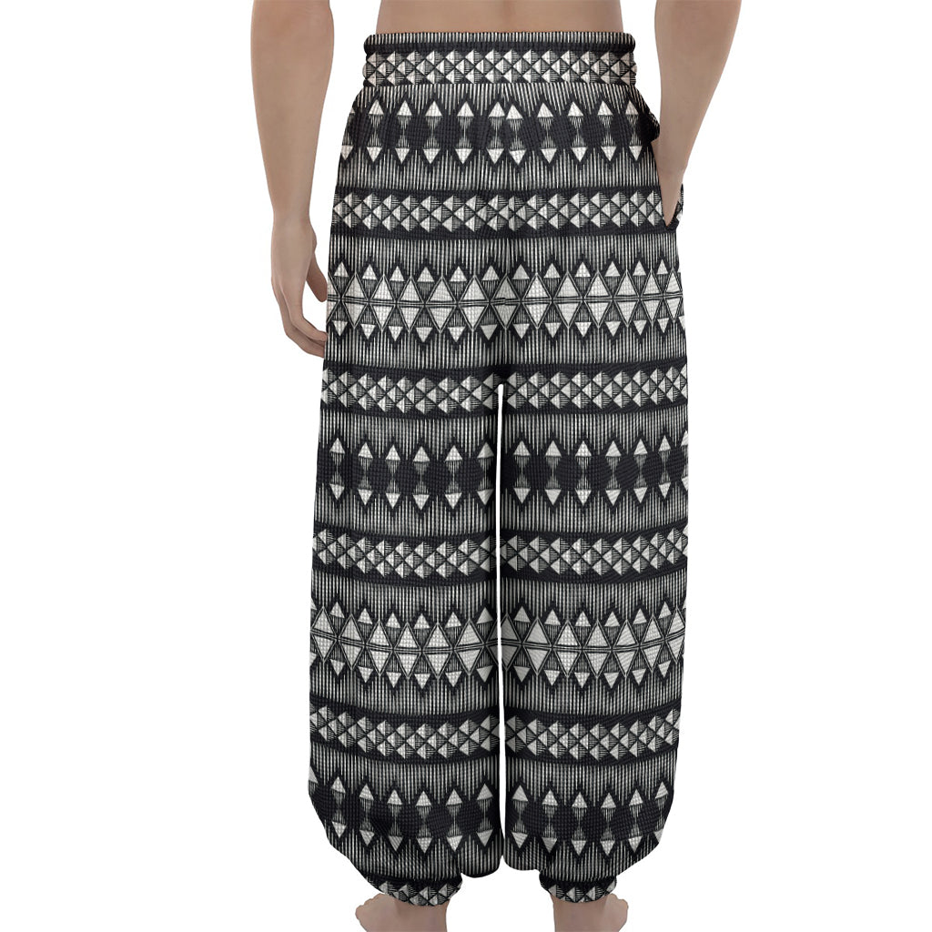 Black And White Tribal Geometric Print Lantern Pants