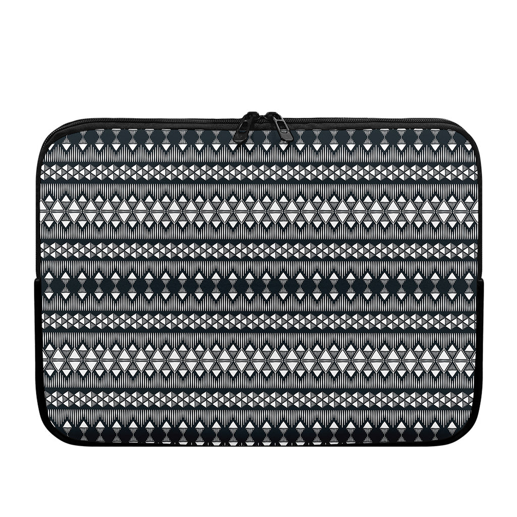 Black And White Tribal Geometric Print Laptop Sleeve