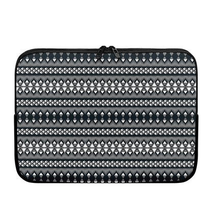 Black And White Tribal Geometric Print Laptop Sleeve