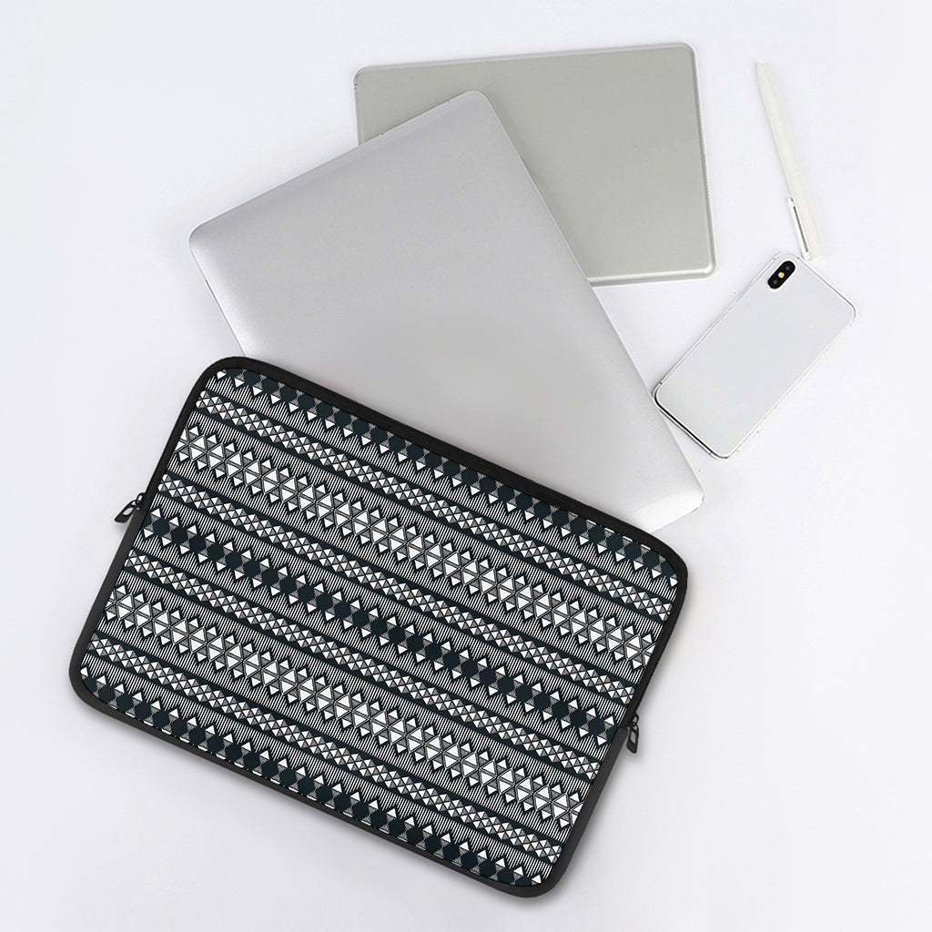 Black And White Tribal Geometric Print Laptop Sleeve