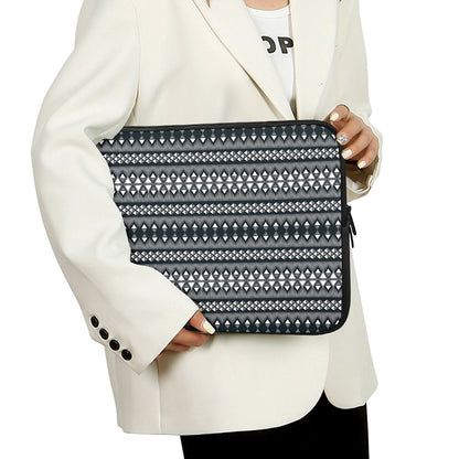 Black And White Tribal Geometric Print Laptop Sleeve