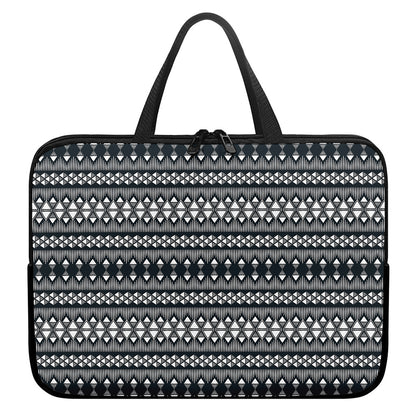 Black And White Tribal Geometric Print Laptop Sleeve With Handle