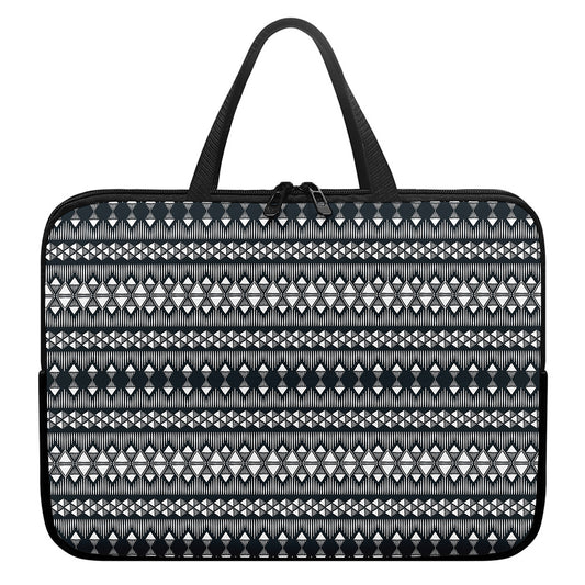 Black And White Tribal Geometric Print Laptop Sleeve With Handle