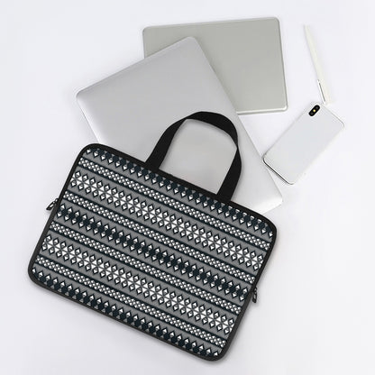 Black And White Tribal Geometric Print Laptop Sleeve With Handle