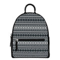 Black And White Tribal Geometric Print Leather Backpack