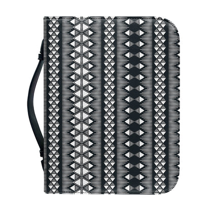 Black And White Tribal Geometric Print Leather Bible Cover