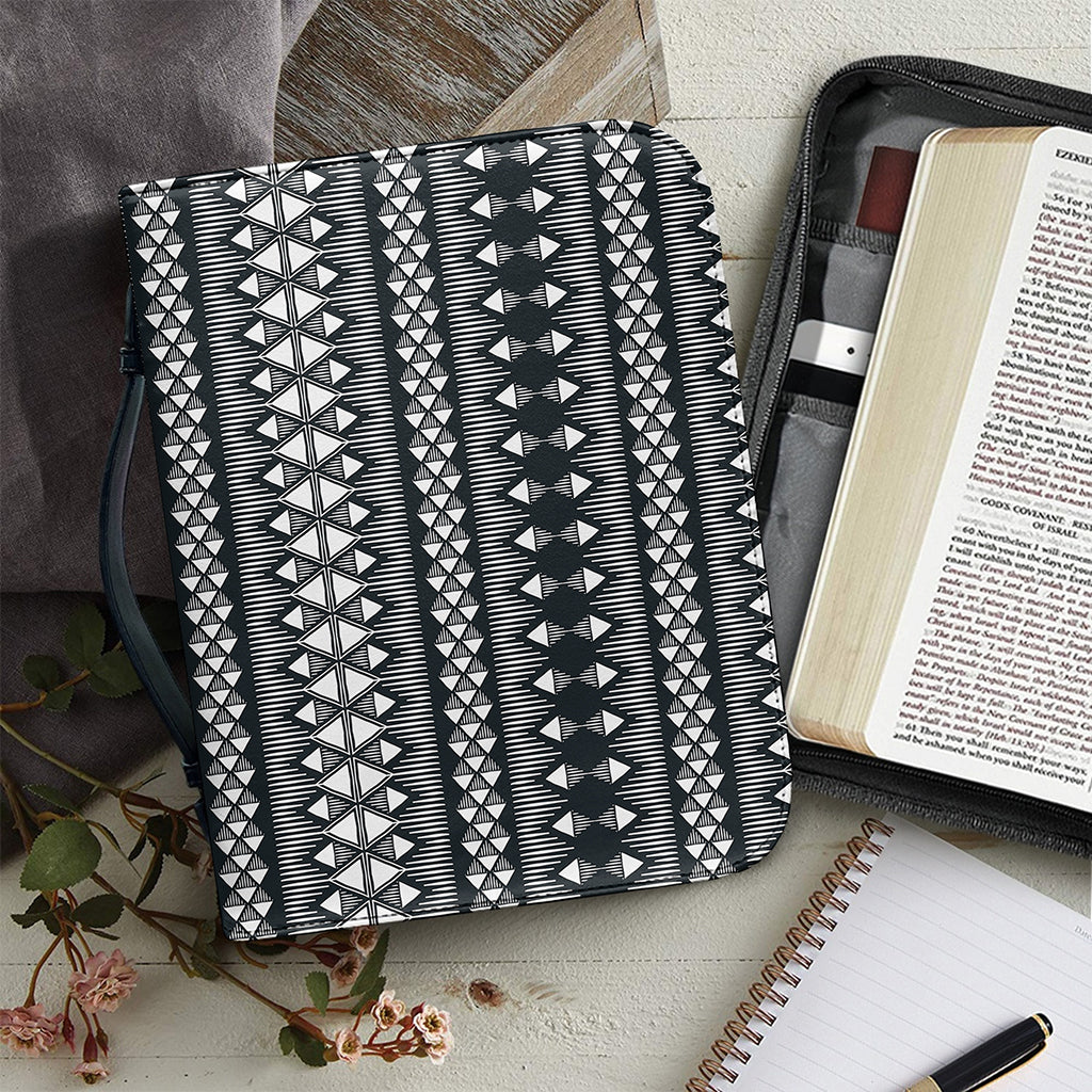 Black And White Tribal Geometric Print Leather Bible Cover