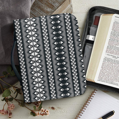 Black And White Tribal Geometric Print Leather Bible Cover