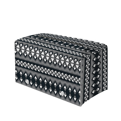 Black And White Tribal Geometric Print Leather Tissue Box Cover