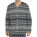Black And White Tribal Geometric Print Long Sleeve Baseball Jersey