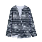 Black And White Tribal Geometric Print Long Sleeve Short Coat