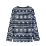 Black And White Tribal Geometric Print Long Sleeve Short Coat