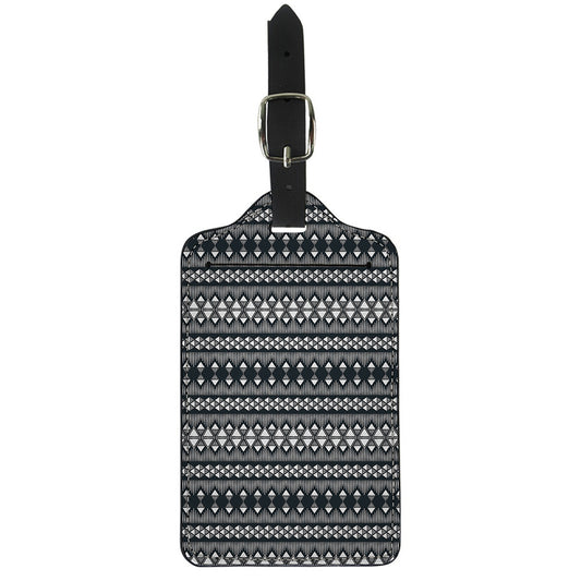 Black And White Tribal Geometric Print Luggage Tag