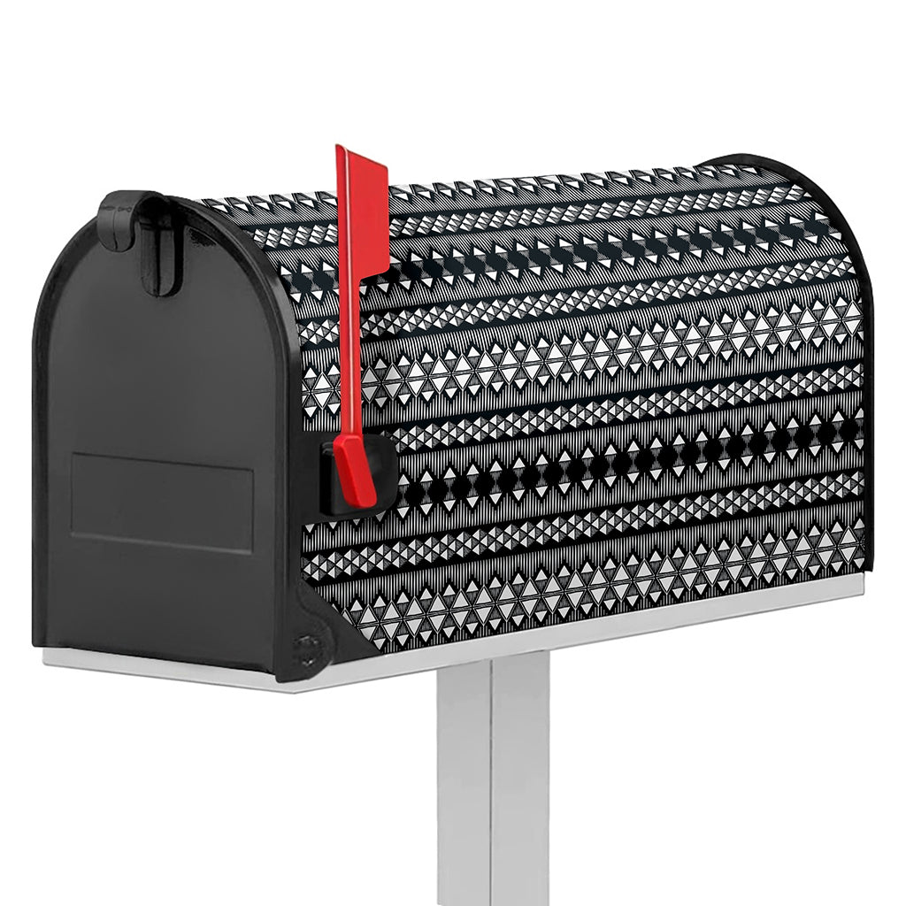 Black And White Tribal Geometric Print Mailbox Cover