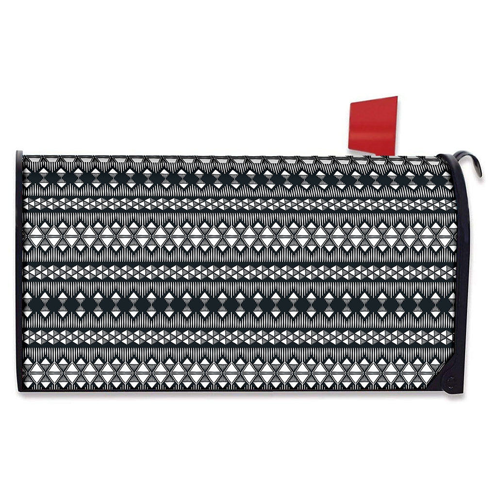 Black And White Tribal Geometric Print Mailbox Cover