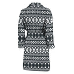 Black And White Tribal Geometric Print Men's Bathrobe