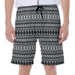 Black And White Tribal Geometric Print Men's Beach Shorts