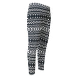 Black And White Tribal Geometric Print Men's Compression Pants