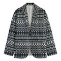 Black And White Tribal Geometric Print Men's Cotton Blazer