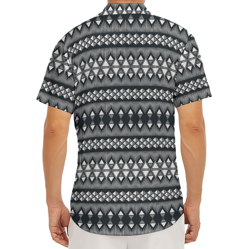 Black And White Tribal Geometric Print Men's Deep V-Neck Shirt