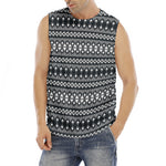 Black And White Tribal Geometric Print Men's Fitness Tank Top