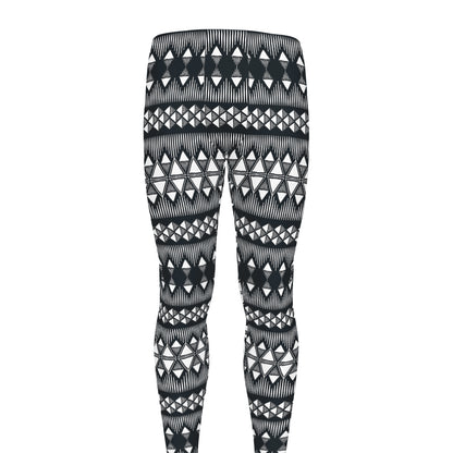 Black And White Tribal Geometric Print Men's leggings