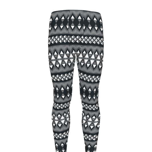 Black And White Tribal Geometric Print Men's leggings